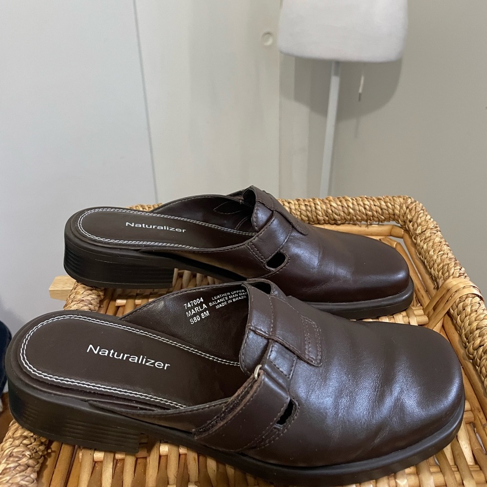 NATURALIZER Women’s Mules Marla 747004 Leather Brown Slide-on Sz 8M